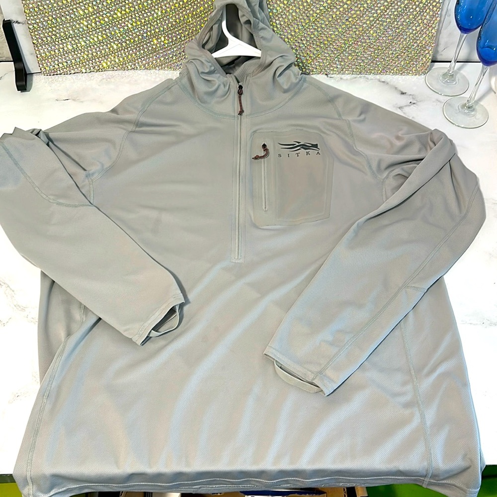 Sitka Men's Light Gray Quarter-Zip Hoodie